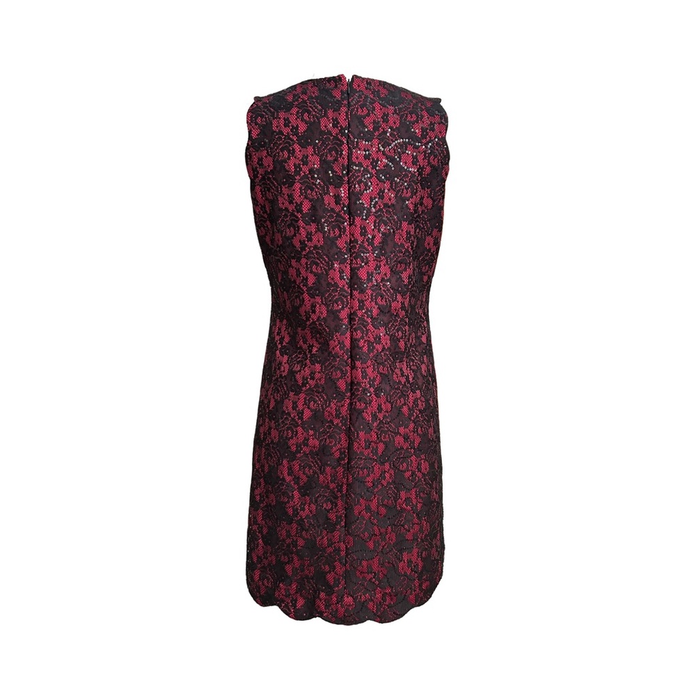 Anne Klein Black and Red Floral Lace Sequin Mini Dress - Picture 5 of 5